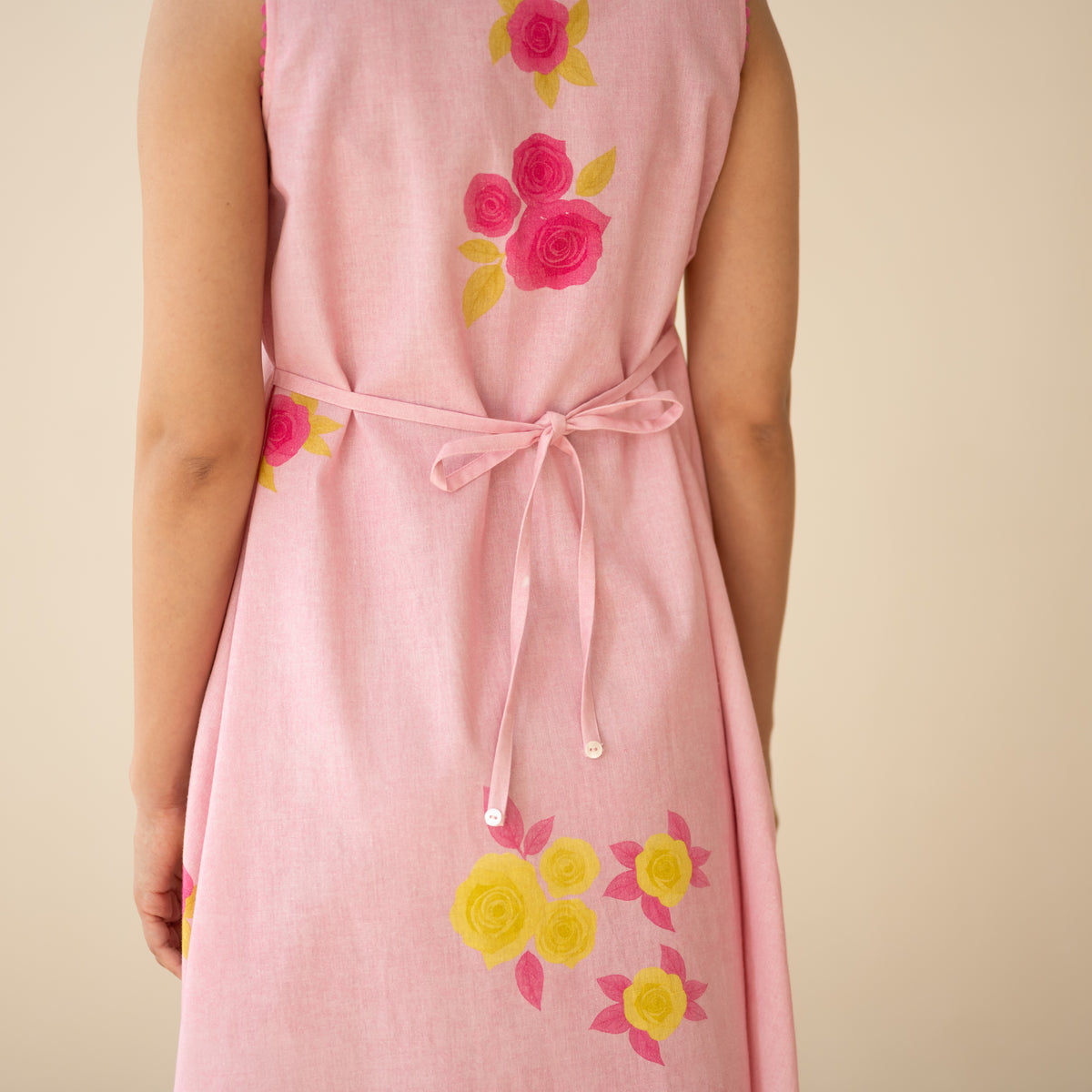 Confetti Pop Embroidered Linen Cotton Dress - Baby Pink