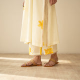 Sakura Hand Embroidered Festive Cotton Slub Kurta Set - Butter Yellow