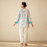 Chaman Gota Details Festive Salwar Cotton Slub Coord Set - Azure Blue