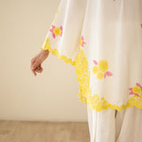 Rose Embroidered Linen Cotton Farshi Coord Set - Mango Bite
