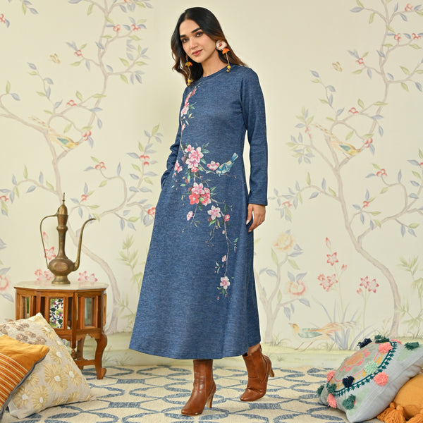 Blue Floral Woven Dress main image 0