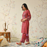 Maroon Tribal Woollen Kurta with Tassel Detailing