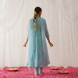 Sky Blue Chanderi Kurta Set for Women