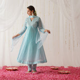 Sky Blue Chanderi Kurta Set for Women