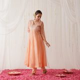 Peach Chanderi Kurta Set with Dupatta