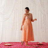 Peach Chanderi Kurta Set with Dupatta