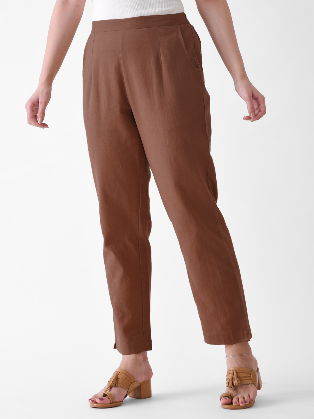 Choco Brown Cotton AMPM Pants