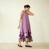 Mrinal Slub Cotton Summer Dress - Violet