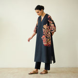 Morni Hand Embroidered Mulmul Cotton Kurta - Black