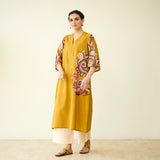 Morni Hand Embroidered Mulmul Cotton Kurta - Mustard