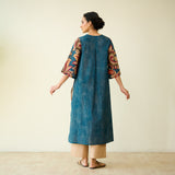 Morni Hand Embroidered Mulmul Cotton Kurta -Peacock Blue