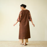 Morni Hand Embroidered Mulmul Cotton Kurta - Brown