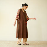 Morni Hand Embroidered Mulmul Cotton Kurta - Brown