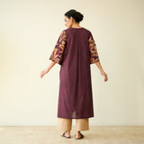 Morni Hand Embroidered Mulmul Cotton Kurta - Burgundy