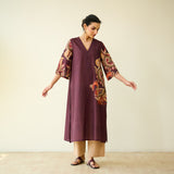 Morni Hand Embroidered Mulmul Cotton Kurta - Burgundy