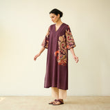 Morni Hand Embroidered Mulmul Cotton Kurta - Burgundy