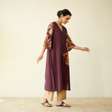 Morni Hand Embroidered Mulmul Cotton Kurta - Burgundy