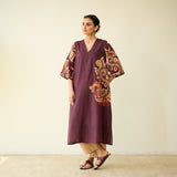 Morni Hand Embroidered Mulmul Cotton Kurta - Burgundy