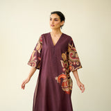 Morni Hand Embroidered Mulmul Cotton Kurta - Burgundy
