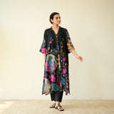 Vrinda Hand Embroidered Kota Doria Cotton Kurta - Black