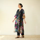 Vrinda Hand Embroidered Kota Doria Cotton Kurta - Black