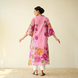 Vrinda Hand Embroidered Kota Doria Cotton Kurta - Pink