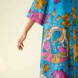 Vrinda Hand Embroidered Kota Doria Cotton Kurta - Electric Blue