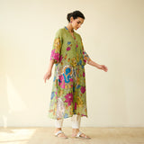 Vrinda Hand Embroidered Kota Doria Cotton Kurta - Pista Green