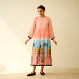 Tira Kota Doria Cotton Fun Dress - Peachy Peach