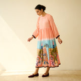 Tira Kota Doria Cotton Fun Dress - Peachy Peach