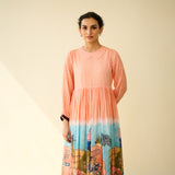 Tira Kota Doria Cotton Fun Dress - Peachy Peach