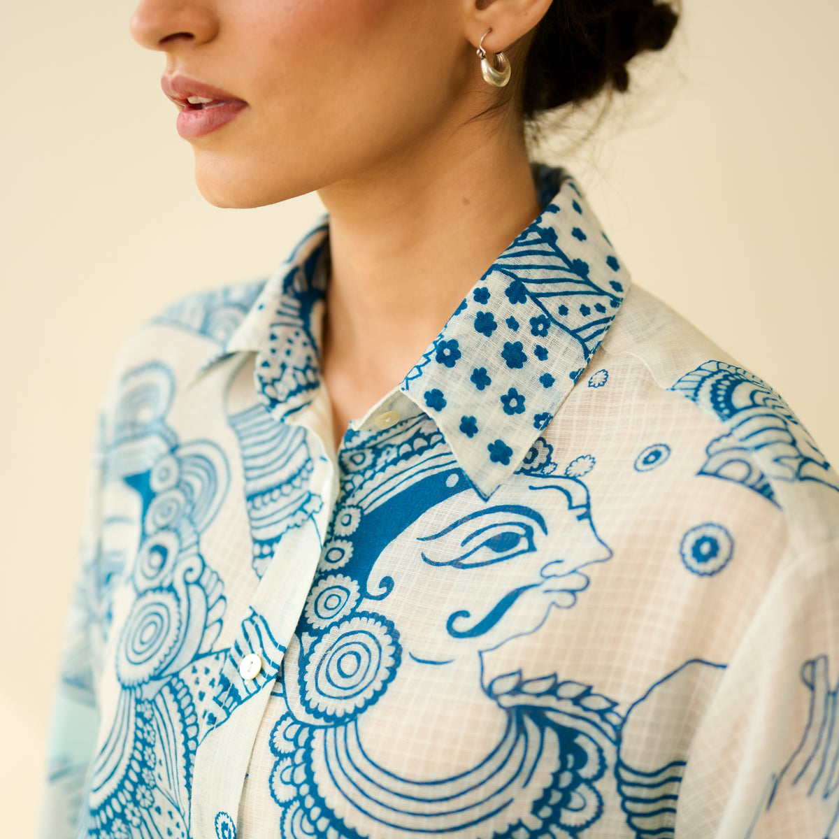 Raga Kota Doria Cotton Shirt - Asmani Blue
