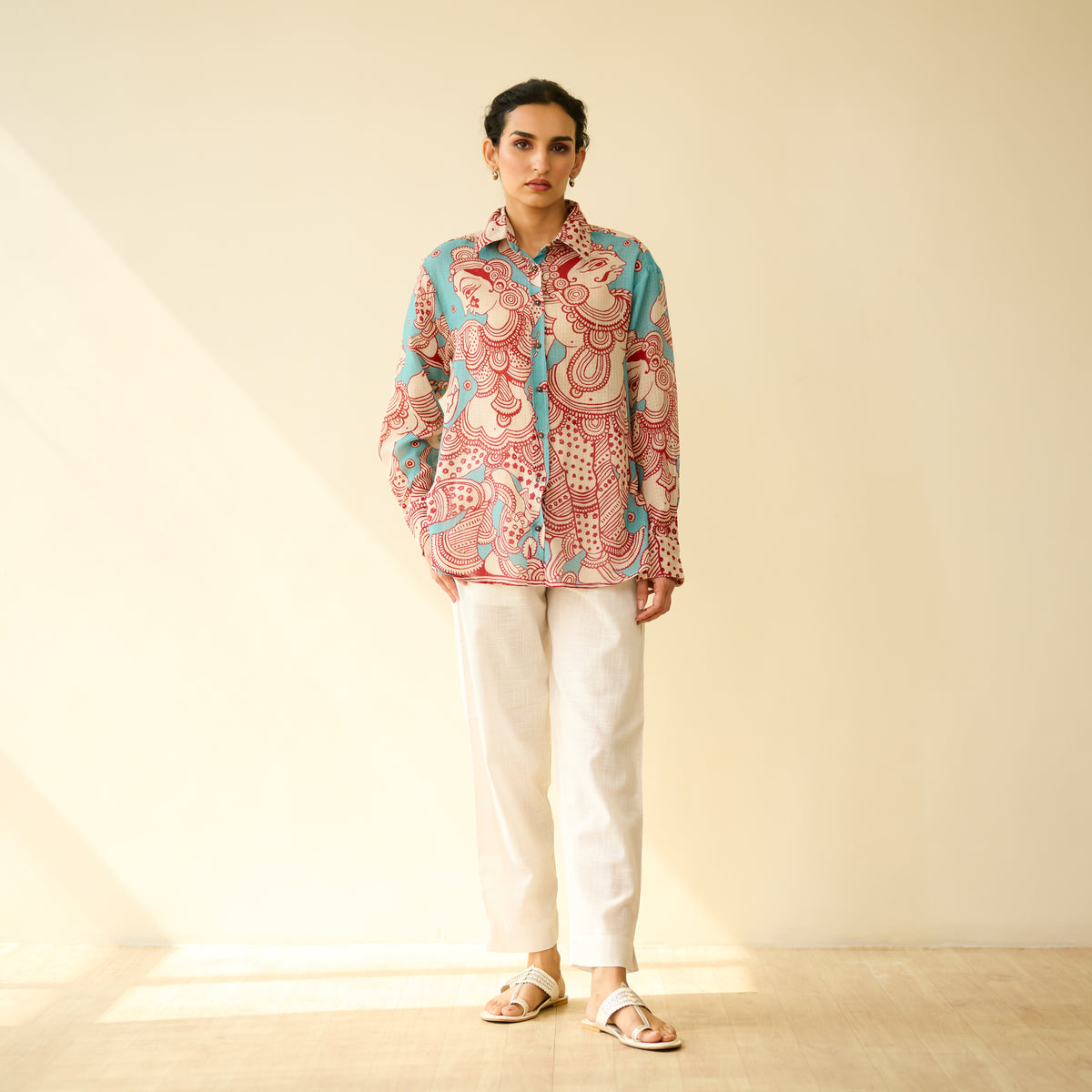 Raga Kota Doria Cotton Shirt - Turquoise