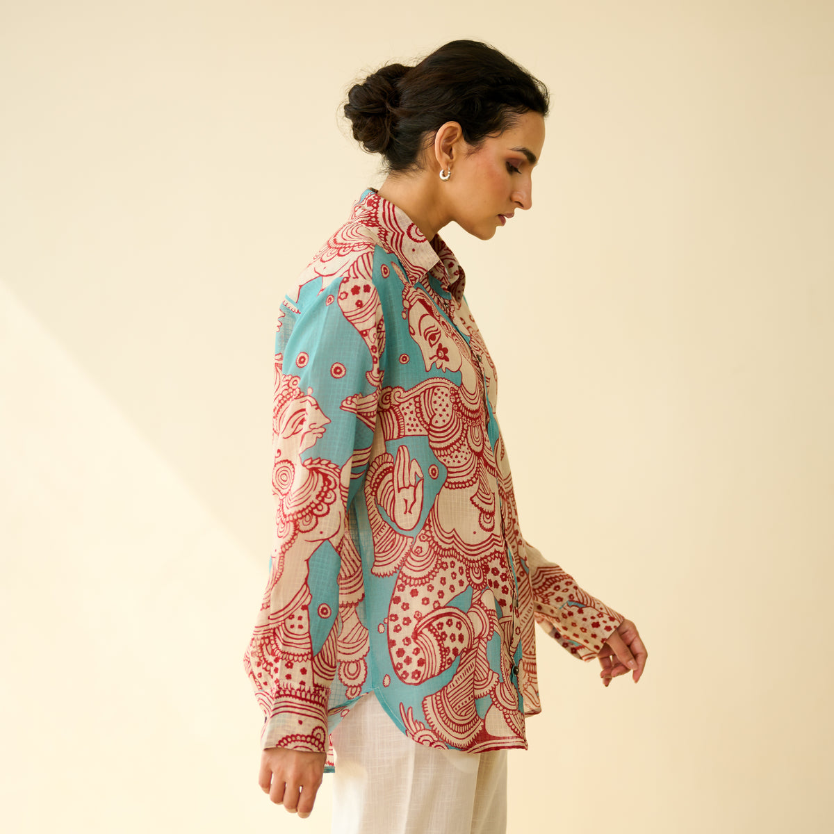 Raga Kota Doria Cotton Shirt - Turquoise