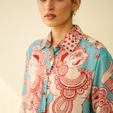 Raga Kota Doria Cotton Shirt - Turquoise