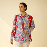 Raga Kota Doria Cotton Shirt - Tomato Red