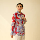 Raga Kota Doria Cotton Shirt - Tomato Red
