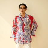 Raga Kota Doria Cotton Shirt - Tomato Red