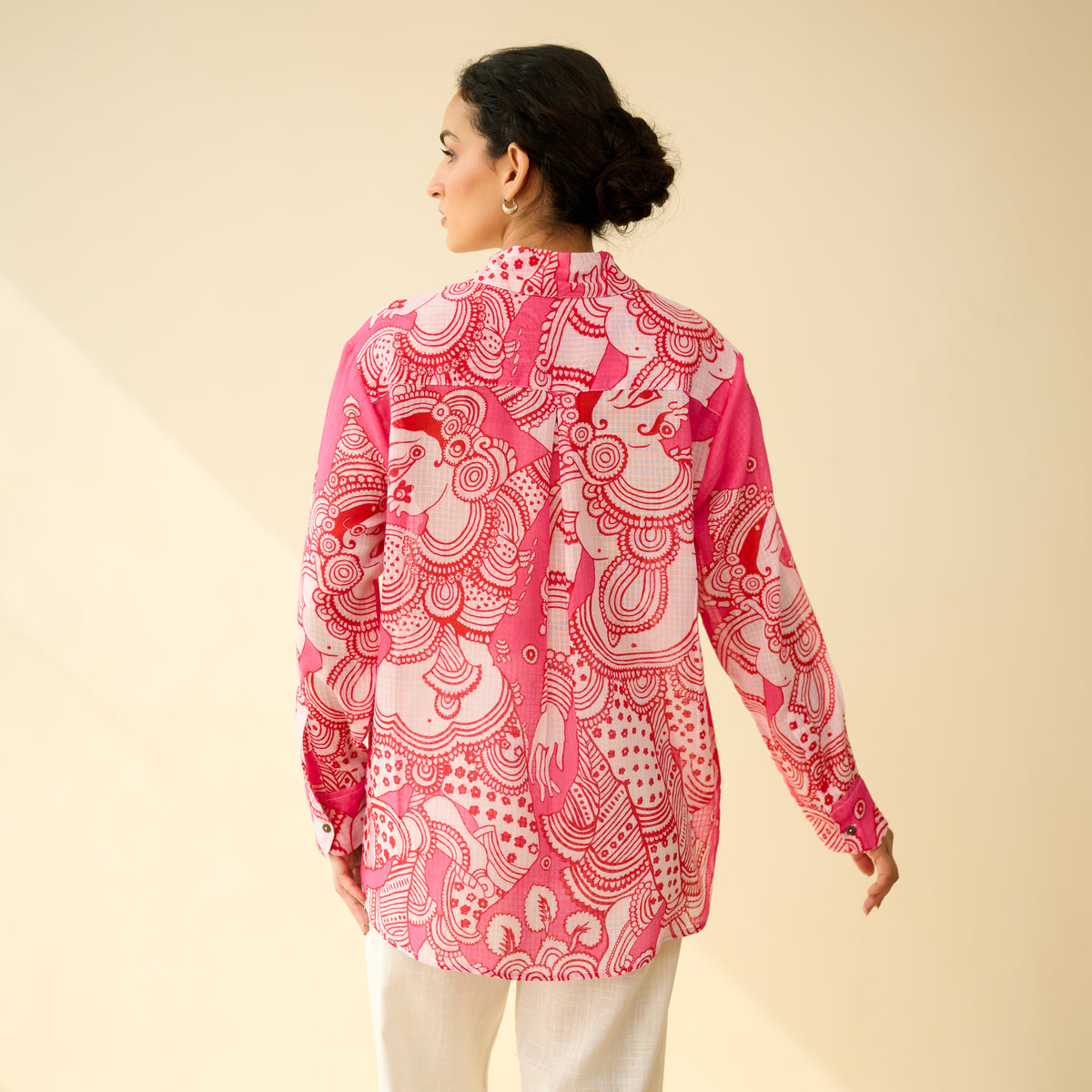 Raga Kota Doria Cotton Shirt - Pink