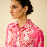 Raga Kota Doria Cotton Shirt - Pink