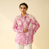 Raga Kota Doria Cotton Shirt - Pink Ombre