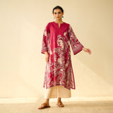 Taal Hand Embroidered Mulmul Cotton Kurta - Magenta