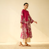 Taal Hand Embroidered Mulmul Cotton Kurta - Magenta