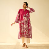 Taal Hand Embroidered Mulmul Cotton Kurta - Magenta