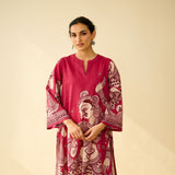 Taal Hand Embroidered Mulmul Cotton Kurta - Magenta