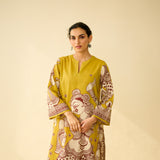 Taal Hand Embroidered Mulmul Cotton Kurta - Yellow