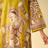 Taal Hand Embroidered Mulmul Cotton Kurta - Yellow