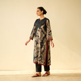Taal Hand Embroidered Mulmul Cotton Kurta - Charcoal