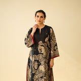 Taal Hand Embroidered Mulmul Cotton Kurta - Charcoal
