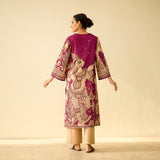 Taal Hand Embroidered Mulmul Cotton Kurta - Onion Pink